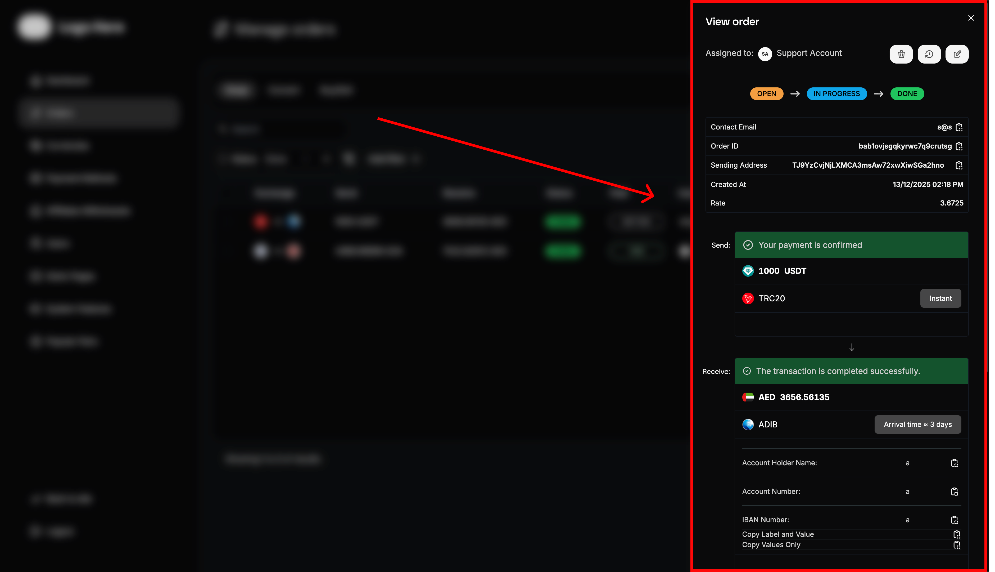 Admin Order Information